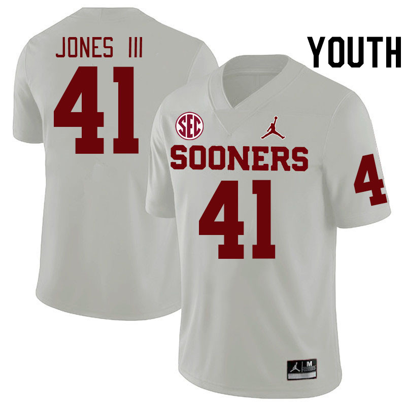 Youth #41 Emmett Jones III Oklahoma Sooners 2024 SEC Conference College Football Jerseys-White